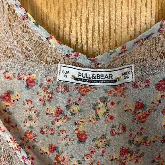 Pull&Bear Floral Lace Gray Tank Top Small - Picture 4 of 5